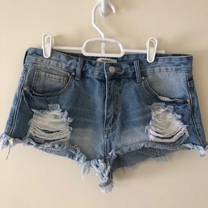 Distressed Denim Shorts